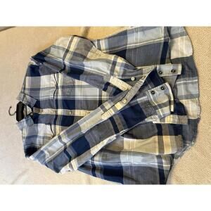 Lucky Brand Men's Blue Plaid Long Sleeve Shirt Large